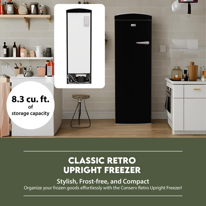 Conserv 8.3 cu.ft. Classic Retro Upright Freezer – Frost-Free, Cream F ...