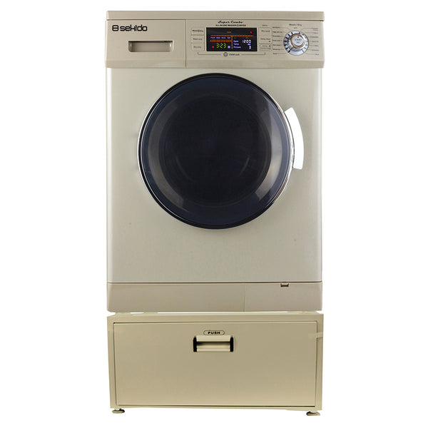 Equator Compact 13 lbs Combination Washer DryerVented/Ventless Dry - Laundry Pedestal with Drawer