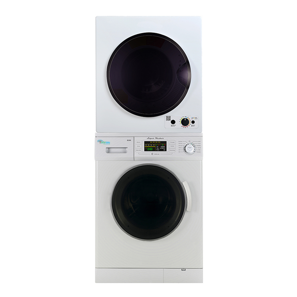 Sekido 18lbs White Super Washer 13lbs White Compact Dryer - Ensemble empilable + 1 paquet de détergent (5lbs) 