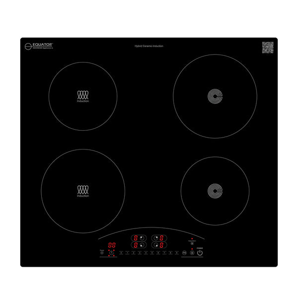 Equator 24" Electric Hybrid CERAMIC-INDUCTION 4 Burner Cooktop 9 Power 220V