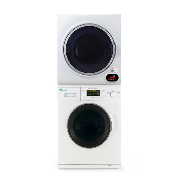 Sekido 18lbs White Super Washer 13lbs White Compact Dryer - Ensemble empilable + IVK 1055 Kit de ventilation + Kit d'empilage arrière RSK 3070